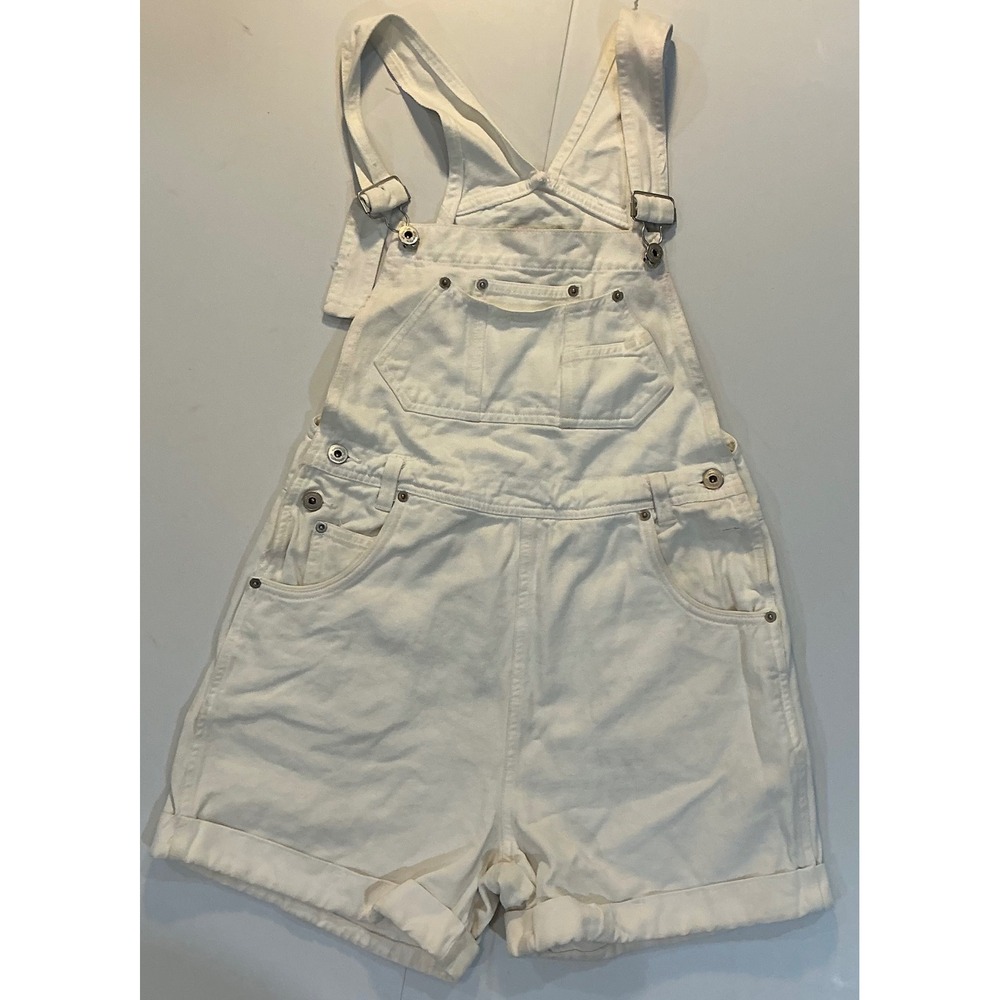 VTG 90s Y2K Xhilaration Target White Denim Shortalls Womens Size 7 Summer Boho